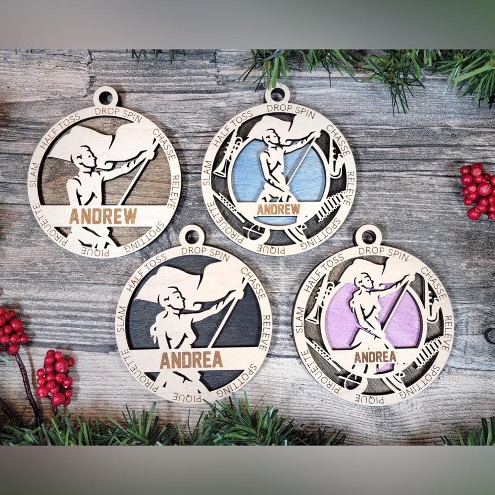 Personalized Color Guard Christmas Ornament
